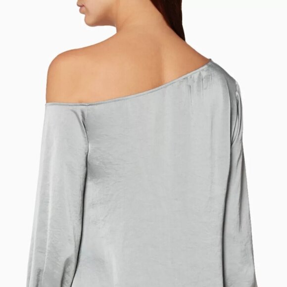 Theory Ulrika Crushed Satin One-shoulder Blouse - Picture 3 of 12